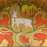 The mosaic of the white stag, in the church of the Holy Grail - Tréhorenteuc - Crédit Emmanuel Berthier