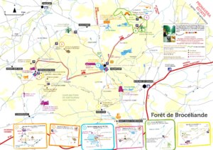 Mappa della foresta carte forêt Brocéliande été italien